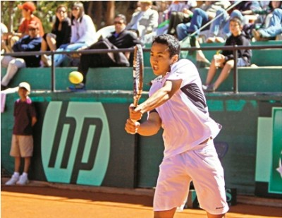 Viernes 21 de junio de 2013. Los Bolivianos Hugo Dellien y Federico Zeballos lograron imponerse a los Cubanos Randi Blanco y William Dorantes, del torneo ten??stico Copa Davis que se cumple en la ciudad de La Paz, (Fotos: Jorge Mamani)